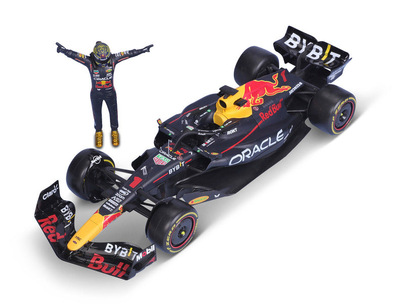 Voiture miniature Red Bull Racing, bburago, Max Verstappen, n°1, 1:24, RB19, avec pilote