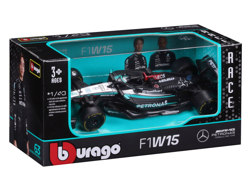 Mercedes modèle réduit, bburago, George Russell, #63, 1:43, F1W15