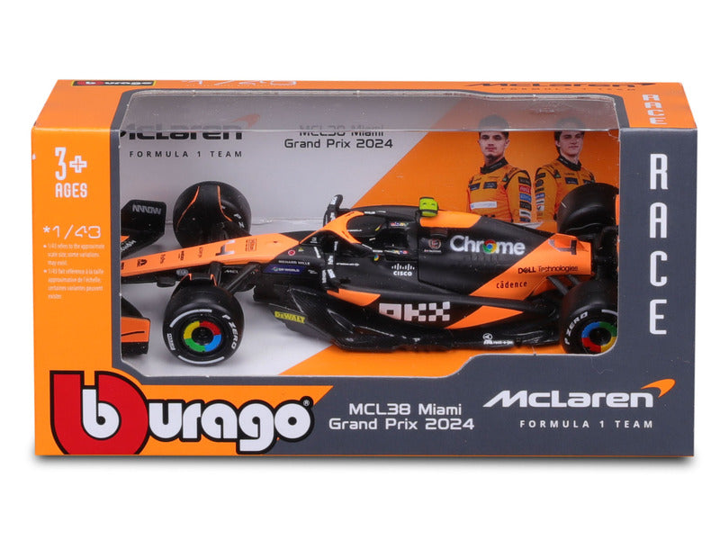 Voiture miniature McLaren, Bburago, Lando Norris, livrée Miami, MCL38 🔥