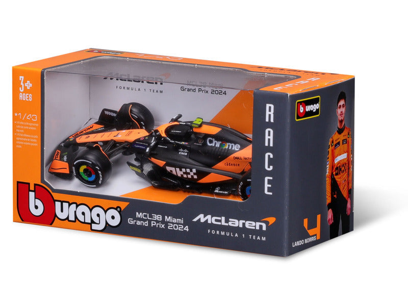 Voiture miniature McLaren, Bburago, Lando Norris, livrée Miami, MCL38 🔥