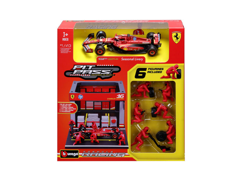 maquette Ferrari, pit pass, bburago, 1:43, Charles Leclerc, #16, SF-24