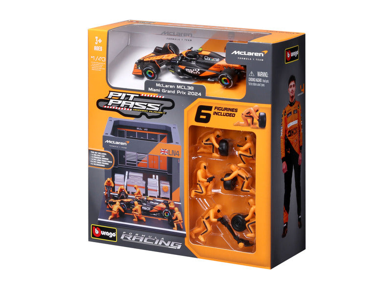Maquette McLaren, pass pit, bburago, 1:43, Lando Norris, #4, MCL38