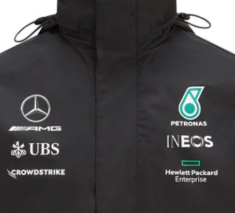 Chaqueta impermeable Mercedes Team, negra, 2021