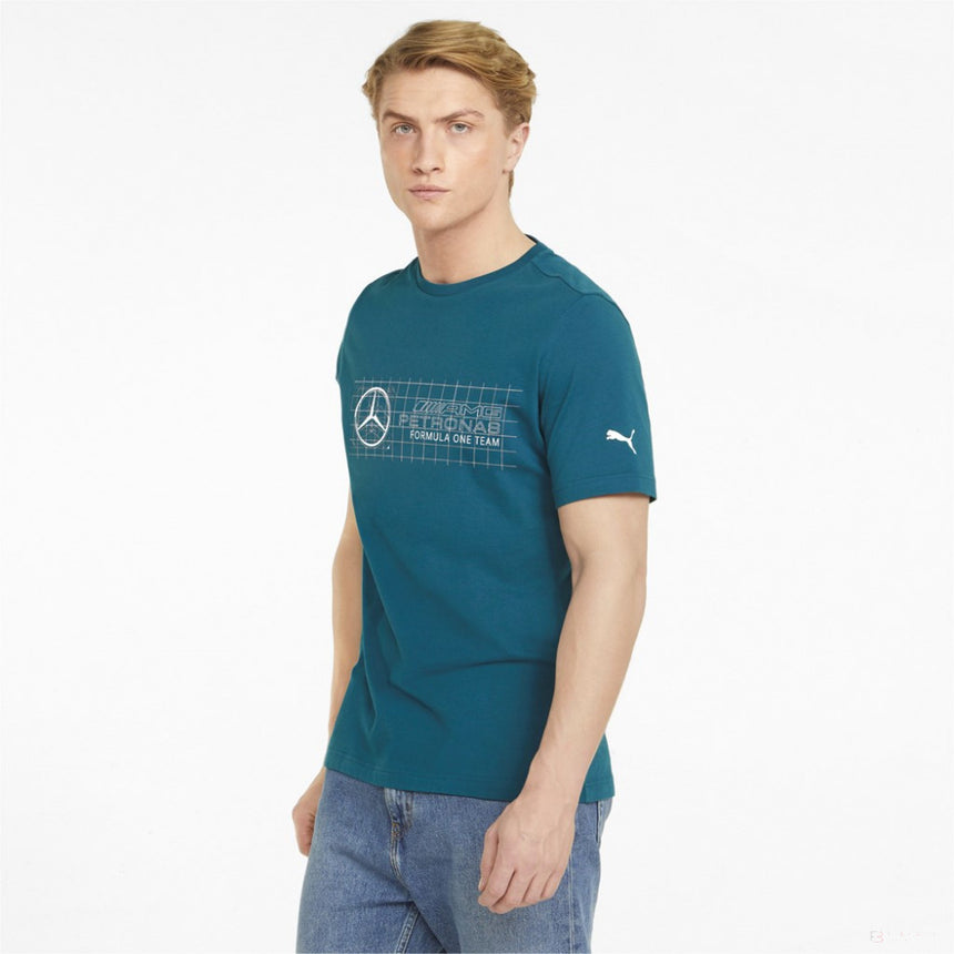 T-shirt col rond, Mercedes, 2022, Bleu - FansBRANDS®