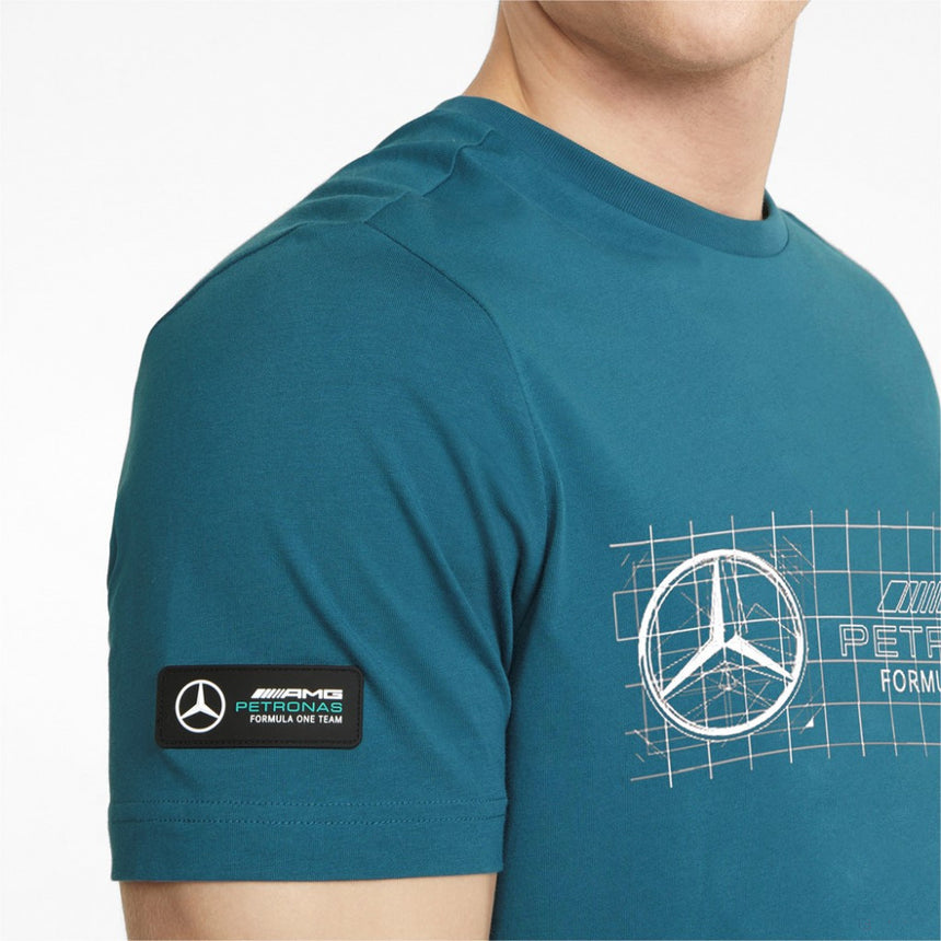 T-shirt col rond, Mercedes, 2022, Bleu - FansBRANDS®