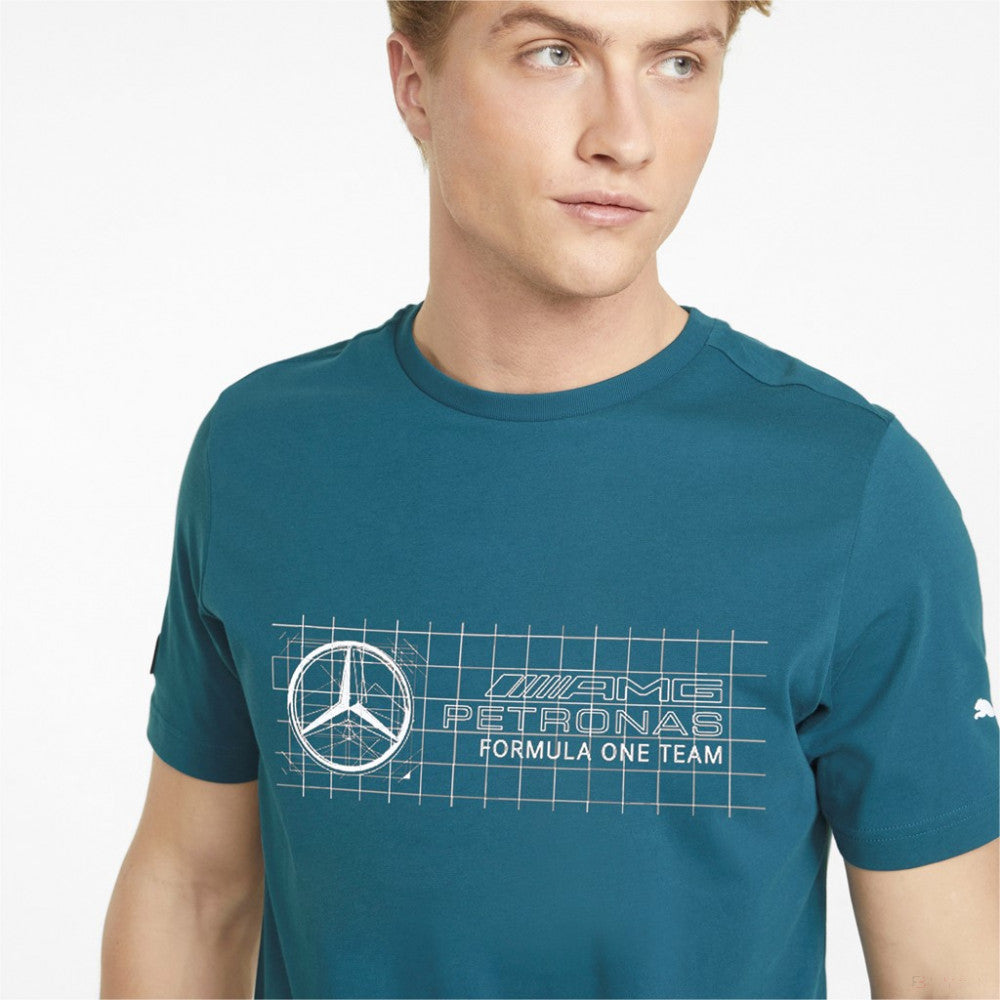 T-shirt col rond, Mercedes, 2022, Bleu - FansBRANDS®
