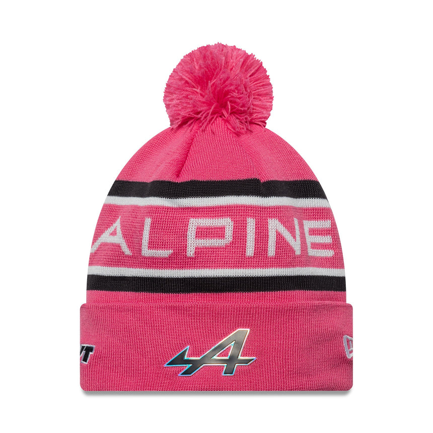 Bonnet alpin, tricot côtelé, New Era, rose