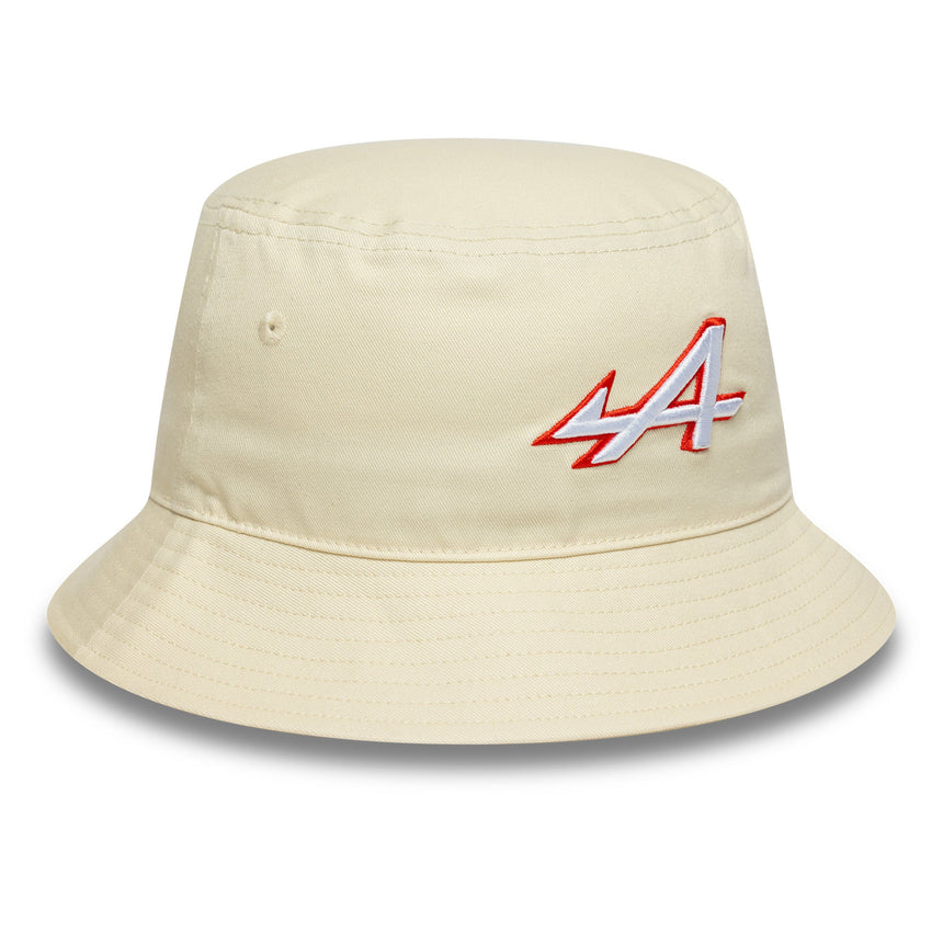 Chapeau seau Alpine, saisonnier, à coupe fuselée, New Era, 9FORTY, crème