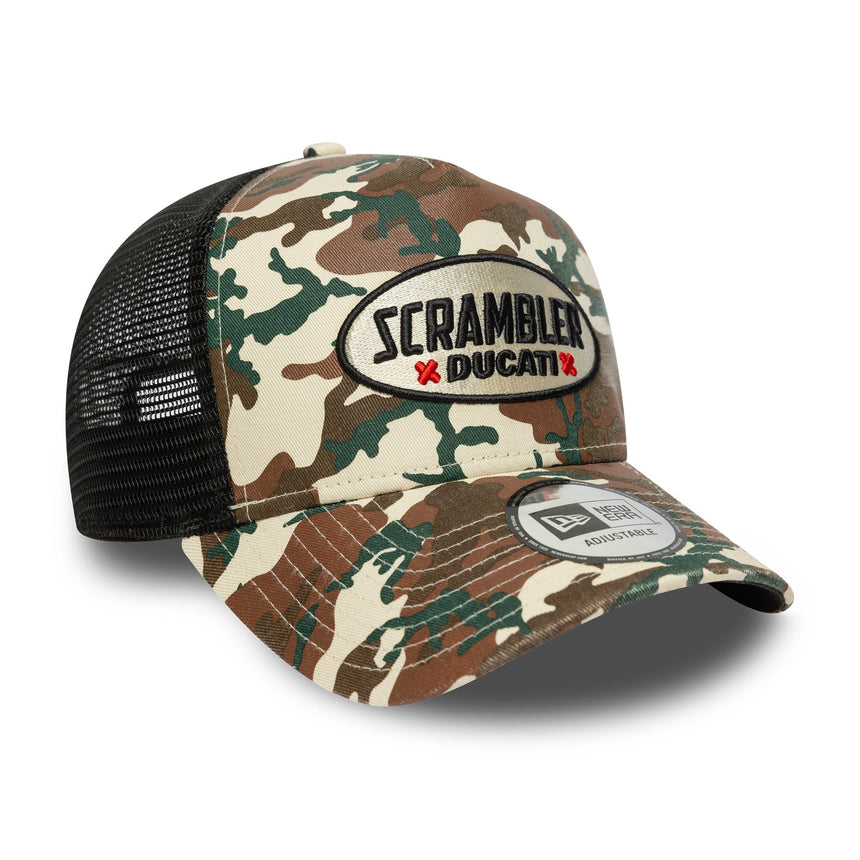 Casquette Ducati, trucker, camouflage Scrambler, New Era, 9FORTY, beige