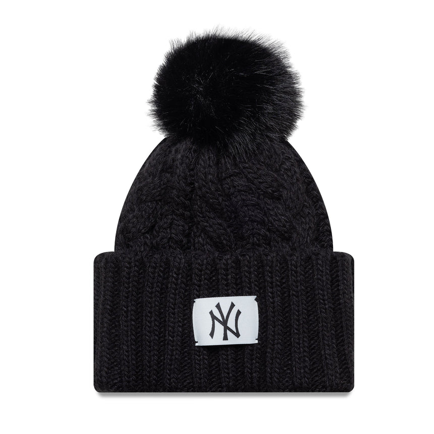Bonnet des New York Yankees pour femmes, bord-côtes large, New Era, noir