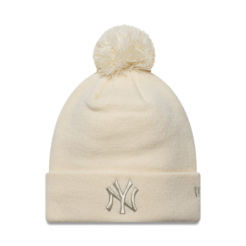 Bonnet New York Yankees, pompon métallique, pour femme, New Era, beige
