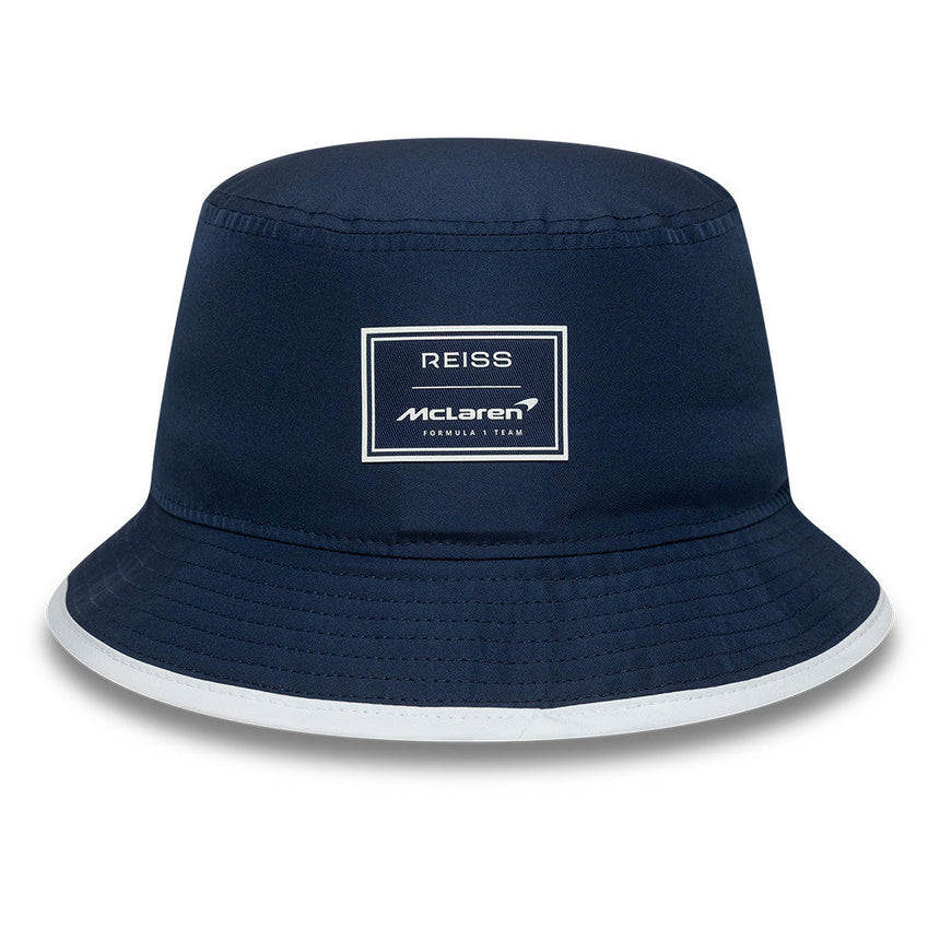 Chapeau bucket McLaren x Reiss, saisonnier, à coupe fuselée, New Era, 9FORTY, bleu