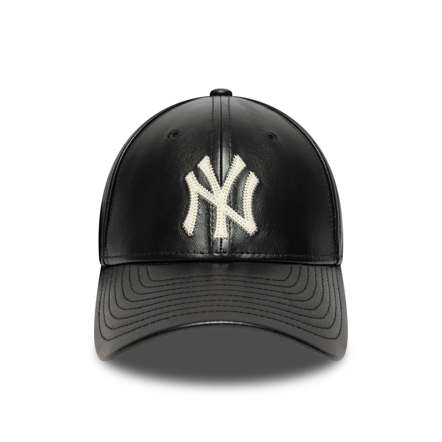 Casquette New York Yankees, cuir, New Era, 9FORTY, mc, noir