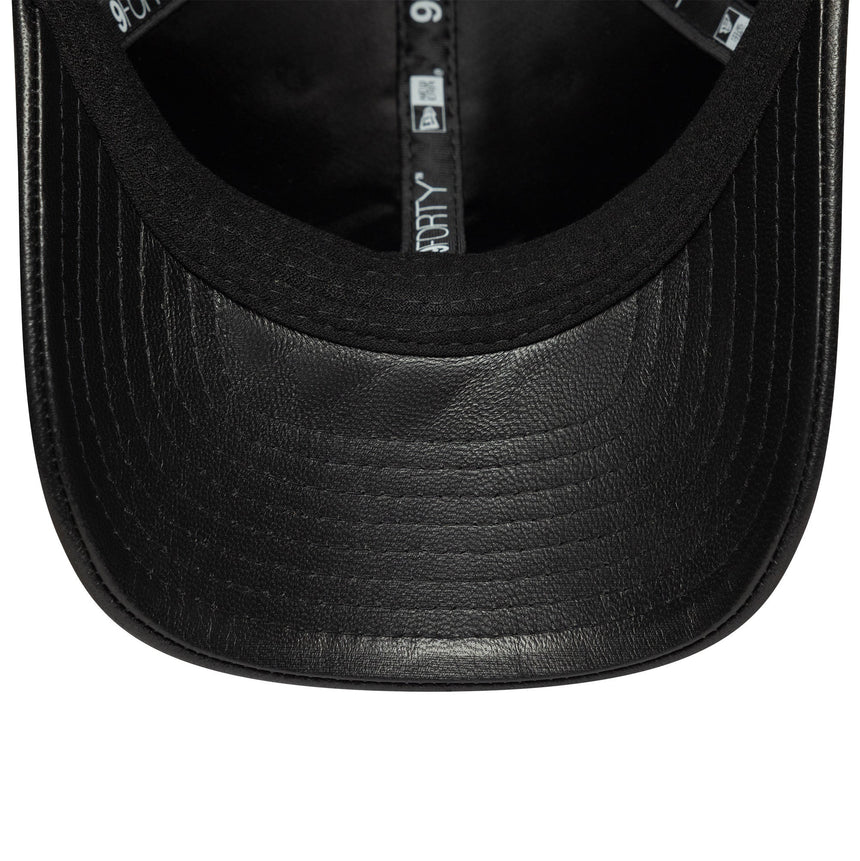 Casquette New York Yankees, cuir, New Era, 9FORTY, mc, noir