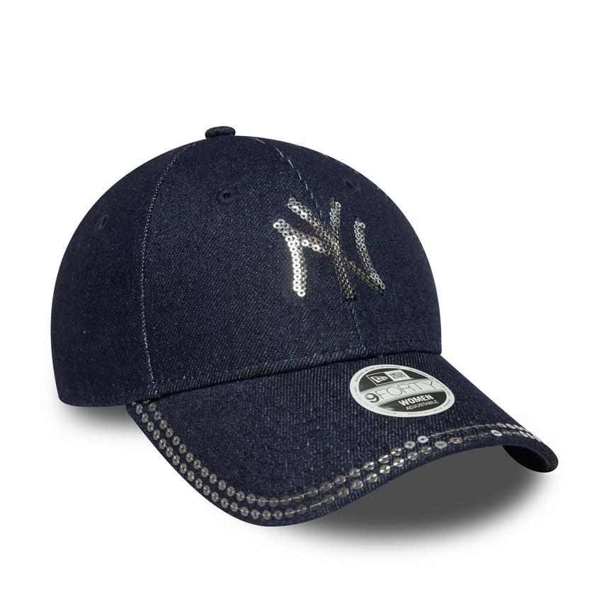 Casquette des New York Yankees, à paillettes, New Era, 9FORTY, motif bleu, bleu