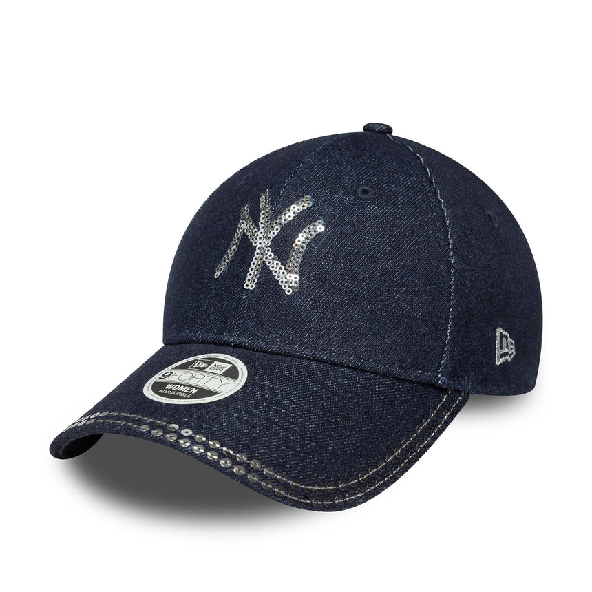 Casquette des New York Yankees, à paillettes, New Era, 9FORTY, motif bleu, bleu