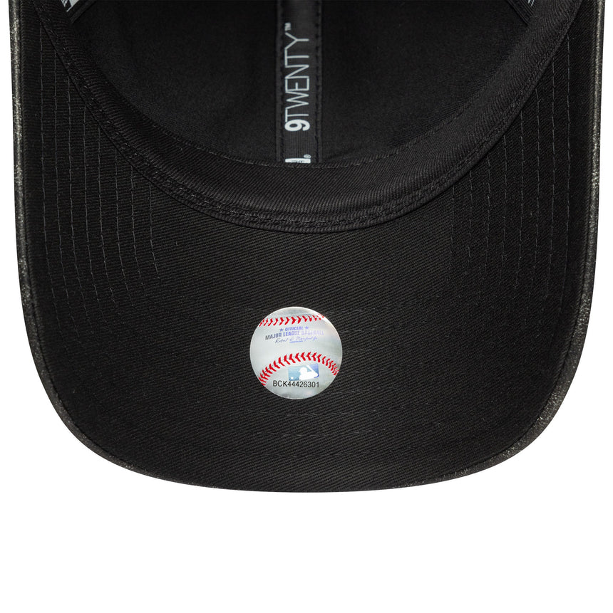 Casquette des Yankees de New York, PU usé, 9TWENTY, uni, noire