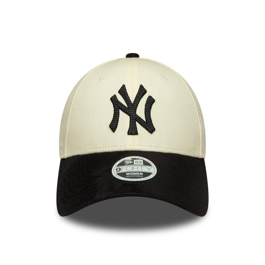 Casquette New York Yankees, simili daim, New Era, 9FORTY, beige et noir