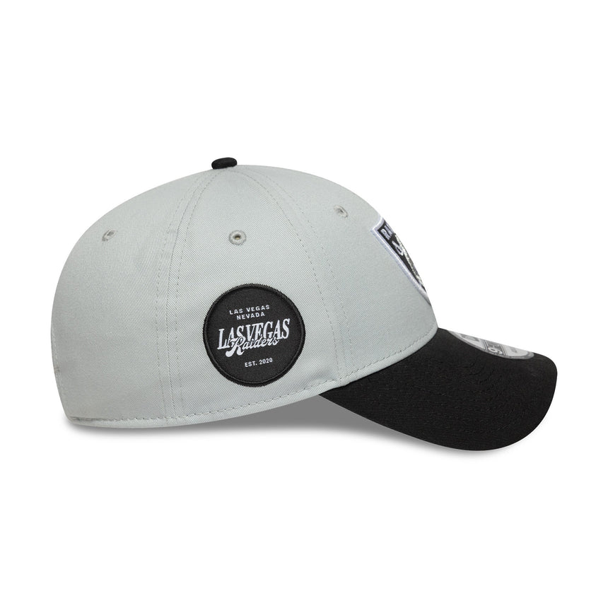 Casquette Las Vegas Raiders, pin bicolore, New Era, 9FORTY, patch latéral, noir et blanc