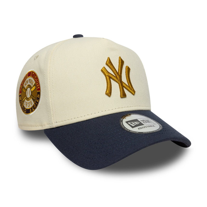 Casquette New York Yankees, écusson, New Era, 9FORTY, A-frame, beige