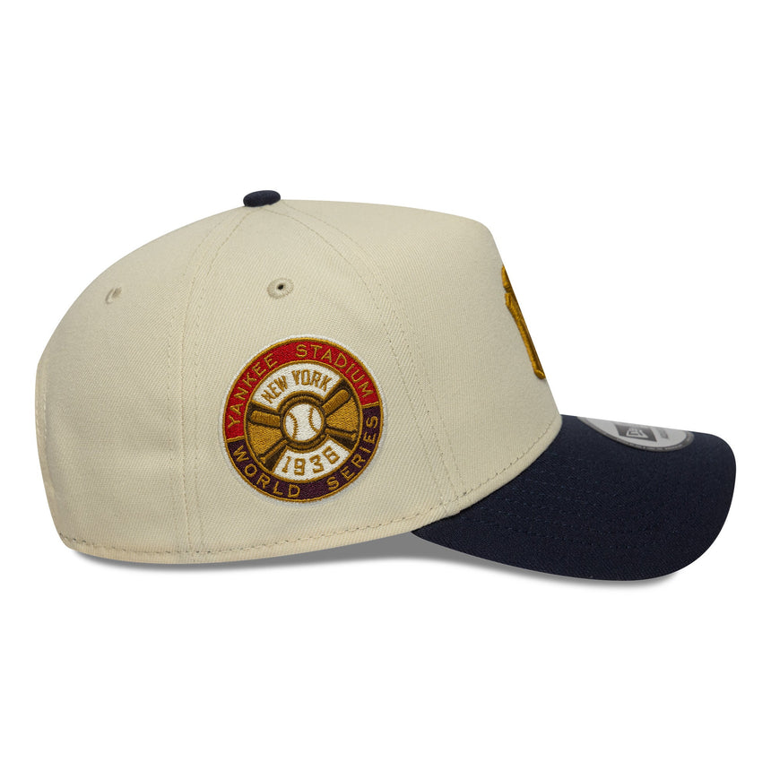 Casquette New York Yankees, écusson, New Era, 9FORTY, A-frame, beige
