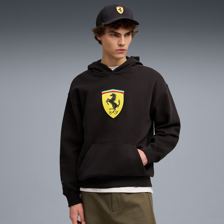 Sweat à capuche Ferrari, Puma, vêtement de sport, logo écusson, noir