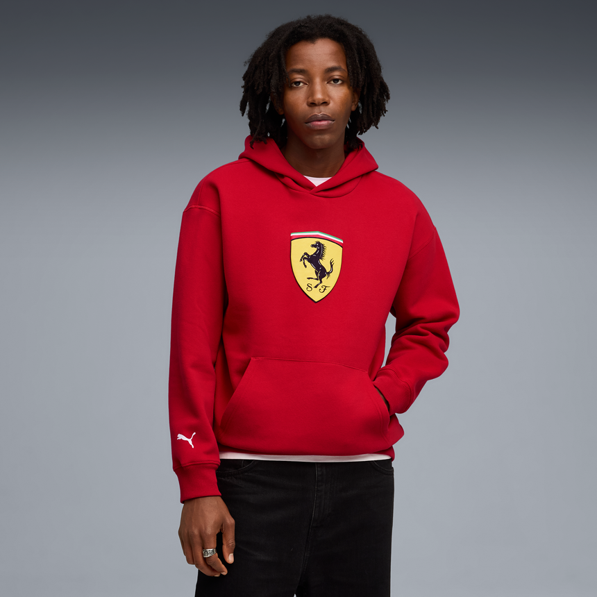 Sweat à capuche Ferrari, Puma, vêtement de sport, logo écusson, rouge