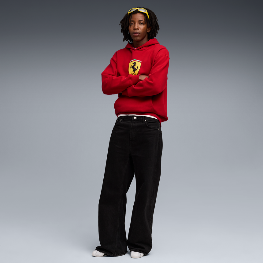 Sweat à capuche Ferrari, Puma, vêtement de sport, logo écusson, rouge