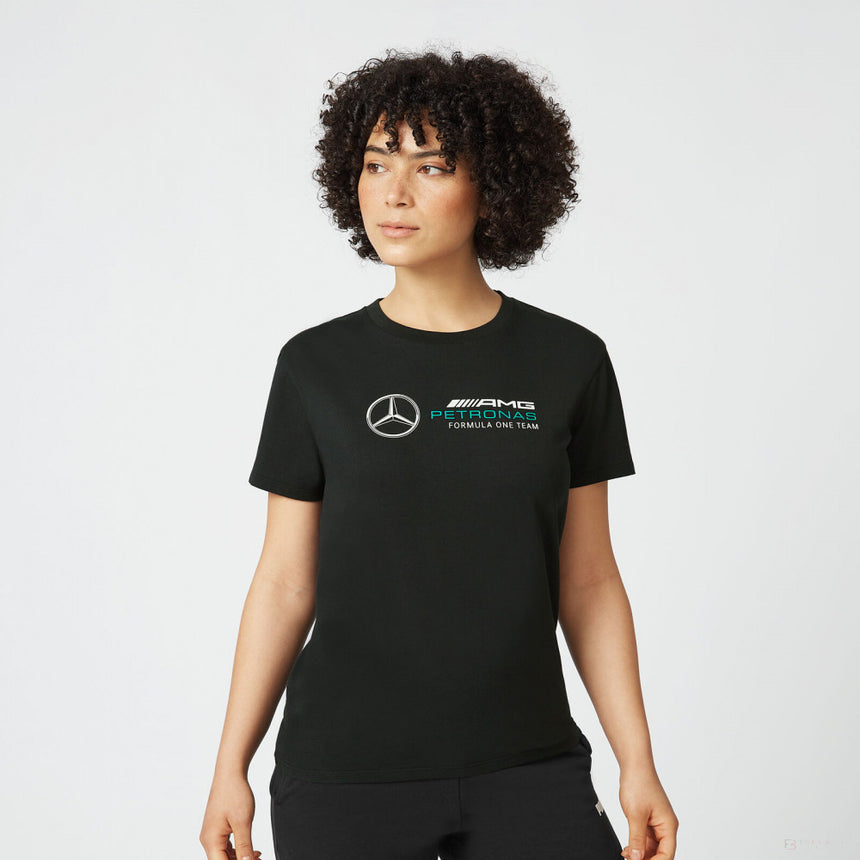 Mercedes T-shirt col rond Femmess, Large Logo, Noir, 2022 - FansBRANDS®