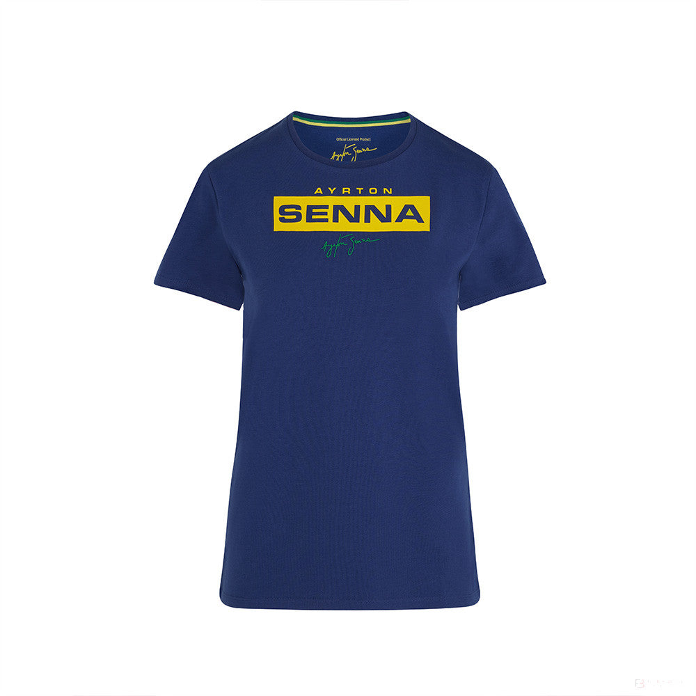 T-shirt col Rond  Ayrton Senna Logo graphique, Bleu - FansBRANDS®