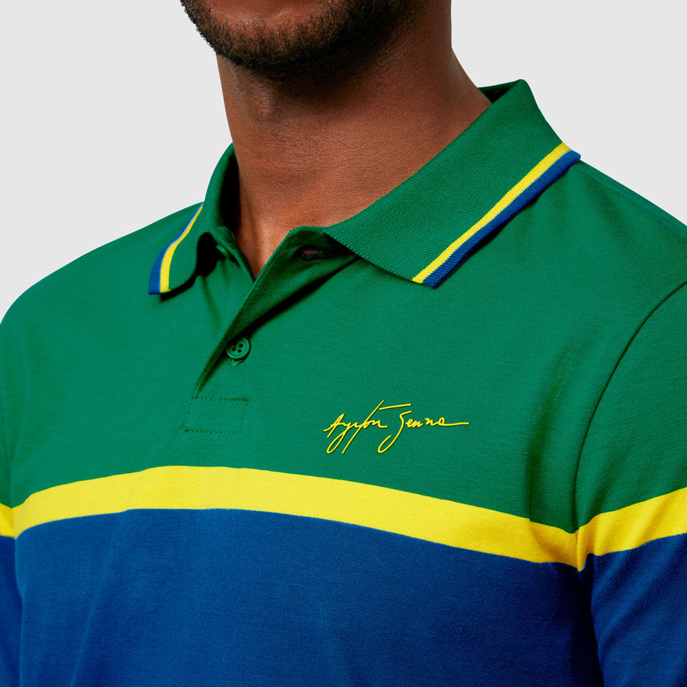 Polo Ayrton Senna Stripe, Bleu - FansBRANDS®