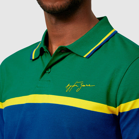 Polo Ayrton Senna Stripe, Bleu - FansBRANDS®