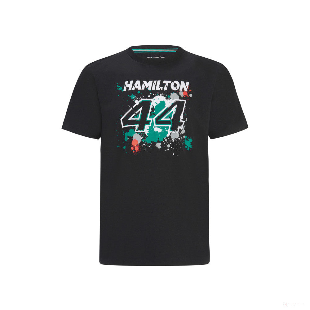 Mercedes Lewis Hamilton T-shirt col rond, LEWIS #44, Noir, 2022 - FansBRANDS®
