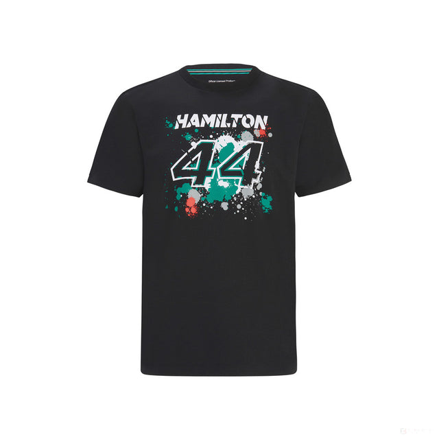 Mercedes Lewis Hamilton T-shirt col rond, LEWIS #44, Noir, 2022 - FansBRANDS®