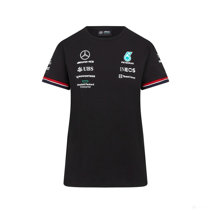 Mercedes Team T-shirt col rond Femmess, Noir, 2022 - FansBRANDS®