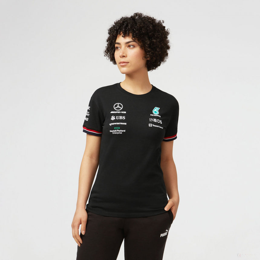 Mercedes Team T-shirt col rond Femmess, Noir, 2022 - FansBRANDS®