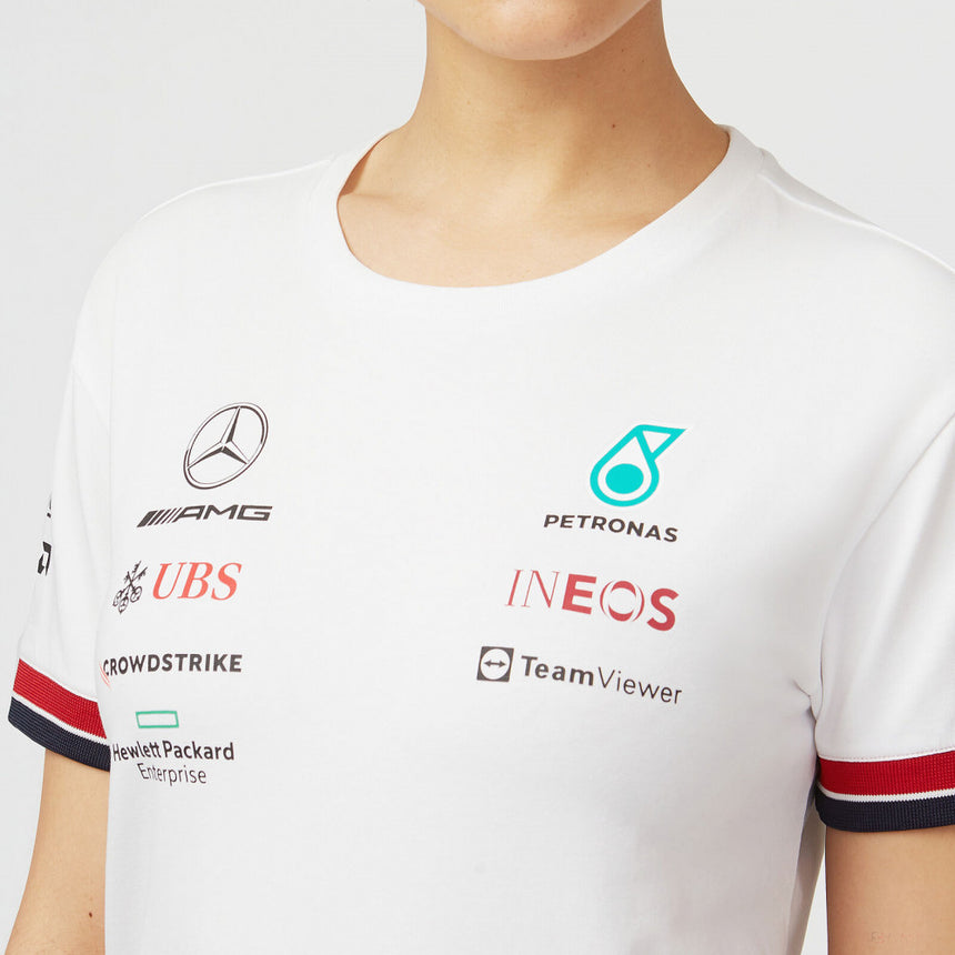 Mercedes Team T-shirt col rond Femmess, Blanc, 2022 - FansBRANDS®