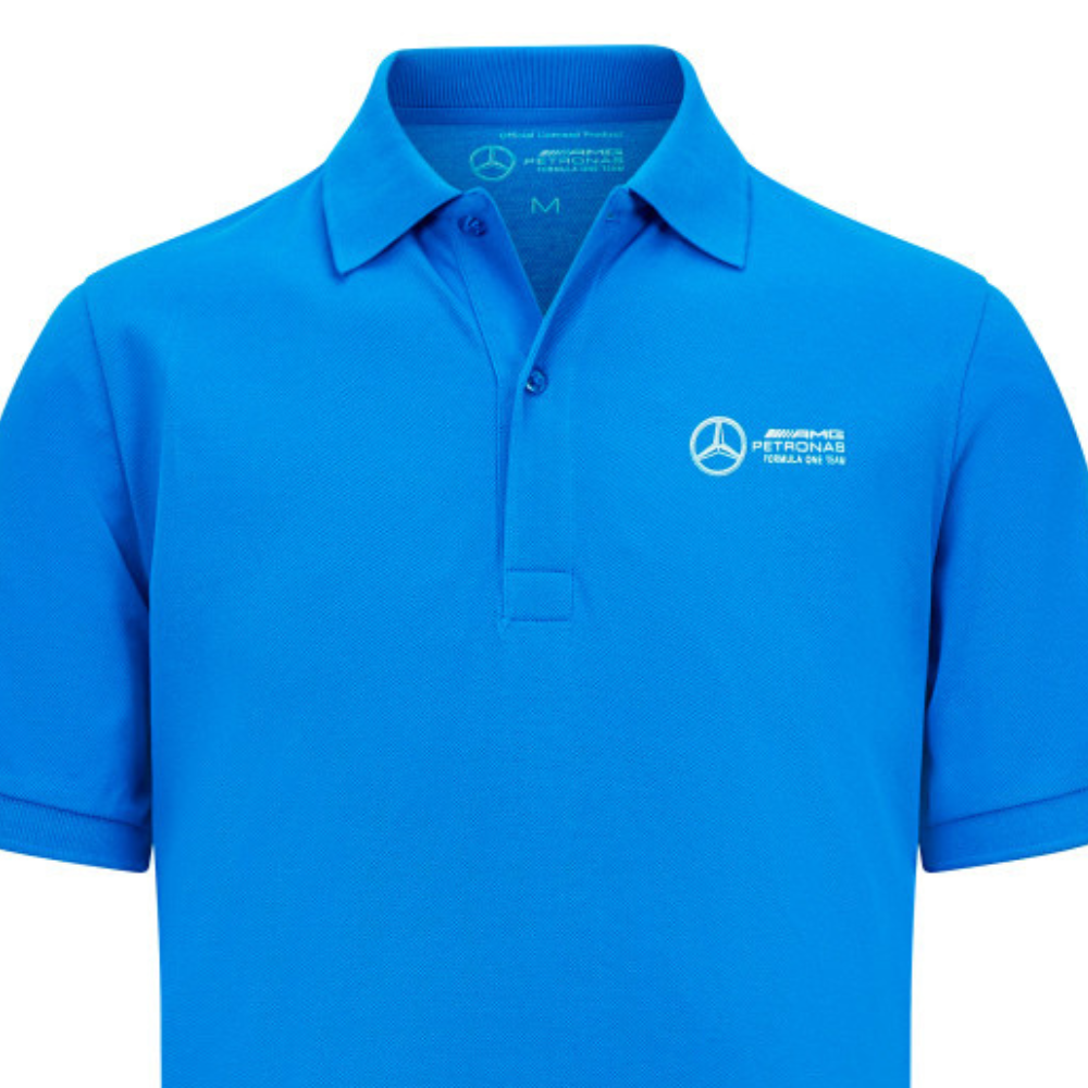 Polo azul para hombre de George Russell Mercedes