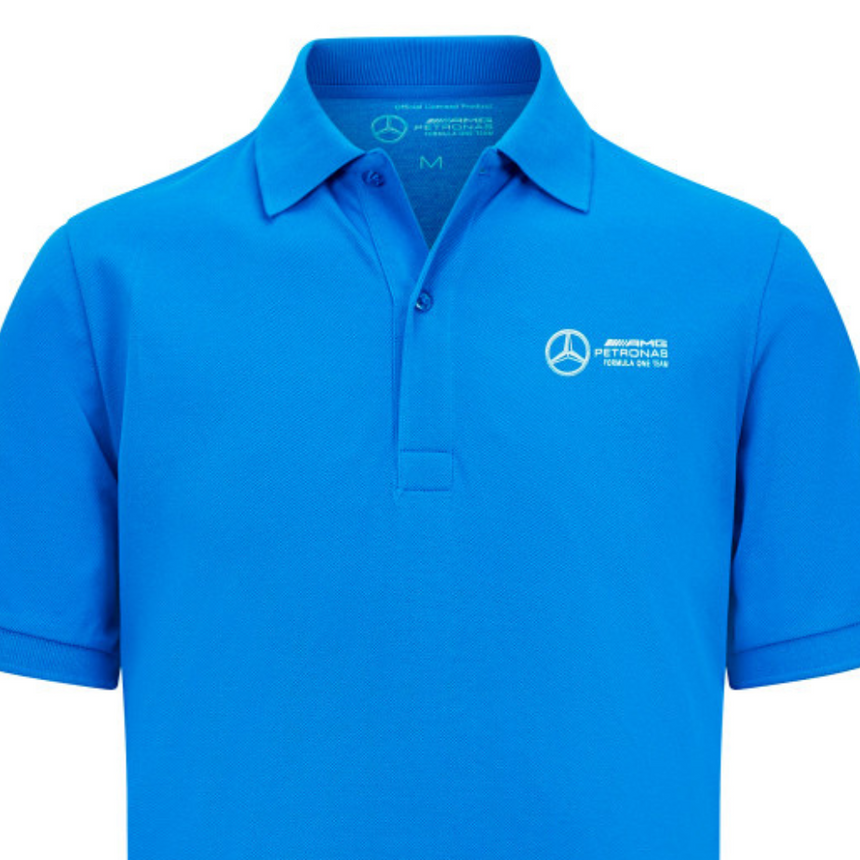 Polo azul para hombre de George Russell Mercedes