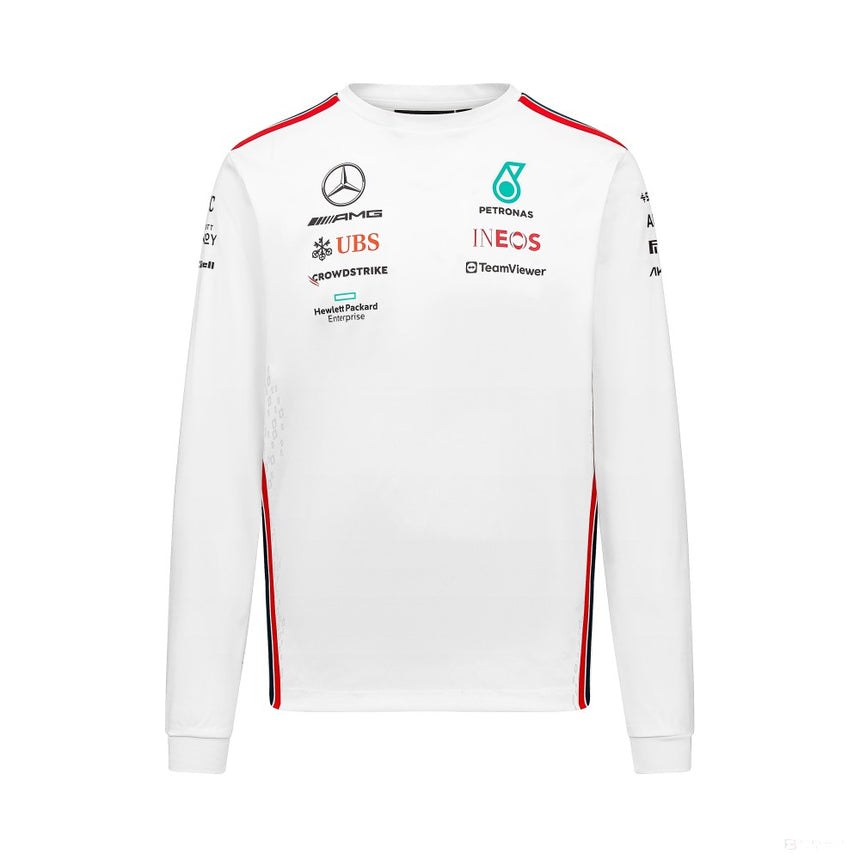 Équipe Mercedes, T-shirt pilote à manches longues pour hommes, blanc, 2023 - FansBRANDS®