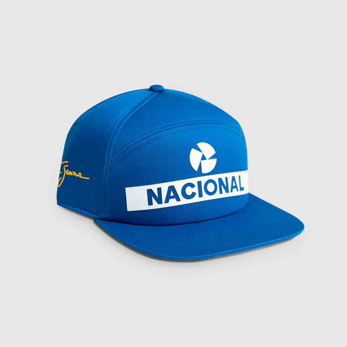 Casquette Ayrton Senna, Nacional, originale 1984, avec étui rigide en tissu, bleue