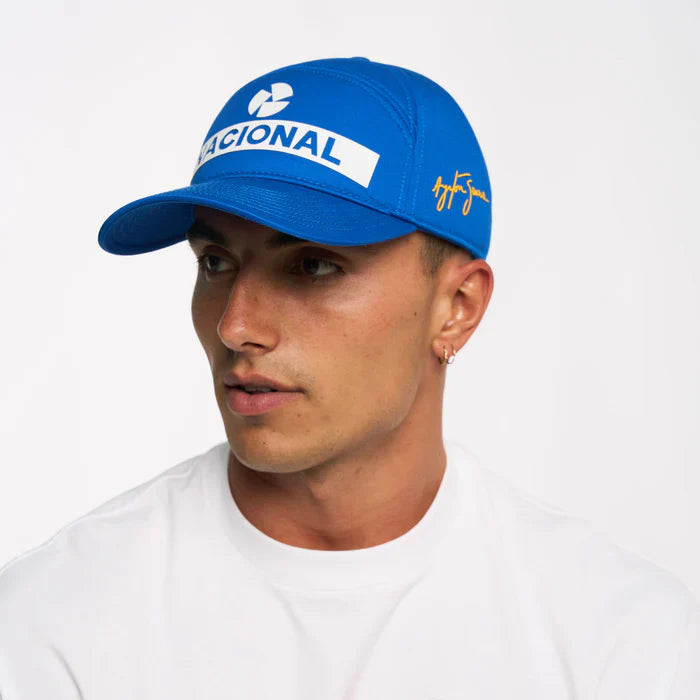 casquette Ayrton Senna, Nacional, vintage, lavée, bleue
