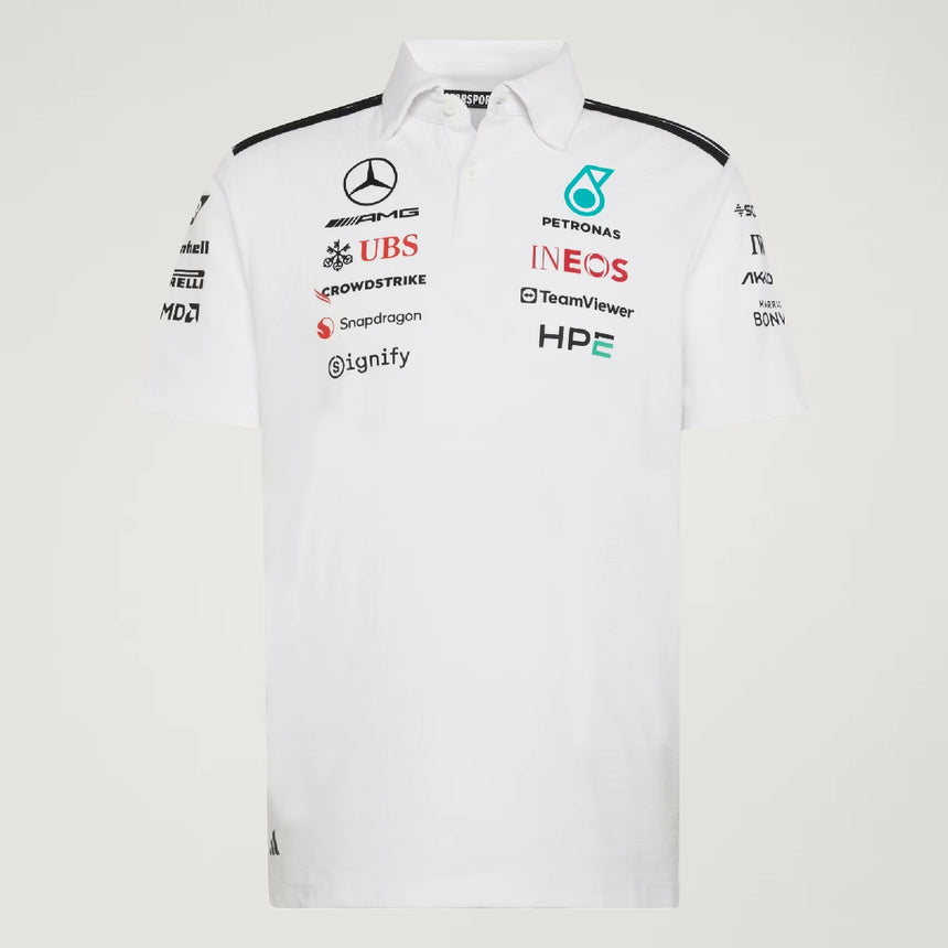 Polo Mercedes, équipe, ingénieurs, adidas, blanc, 2026