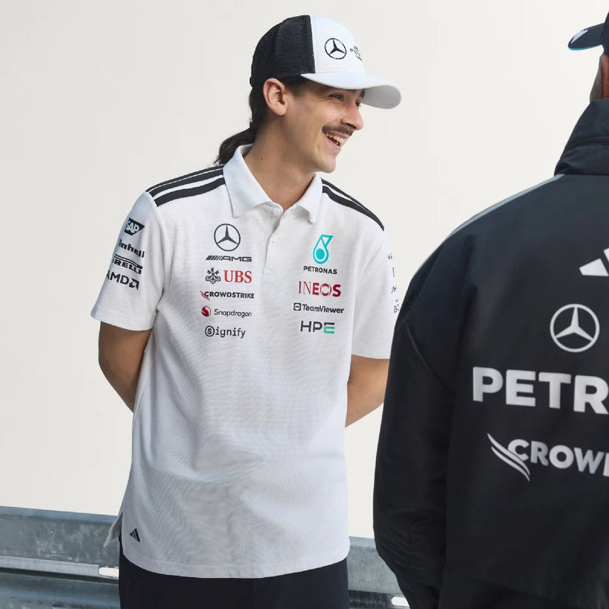 Polo Mercedes, équipe, ingénieurs, adidas, blanc, 2026