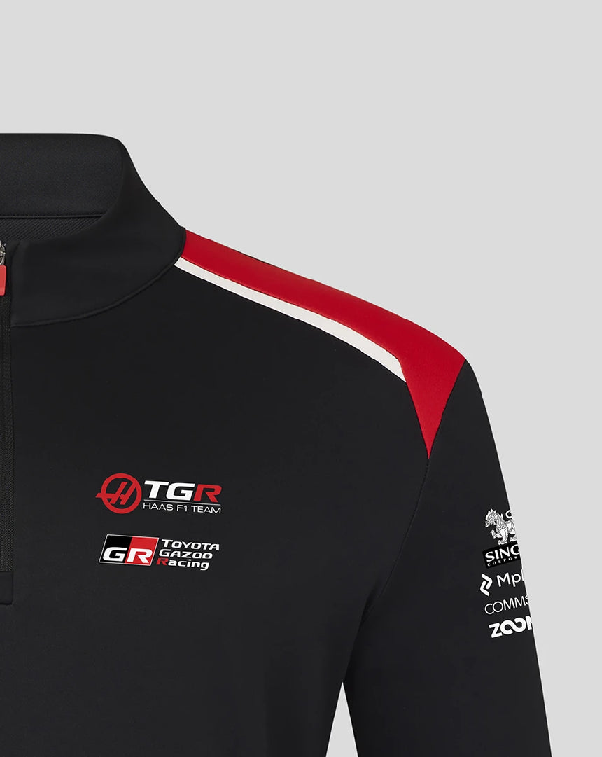Sweat-shirt Haas F1, à zip 1/4, équipe, noir