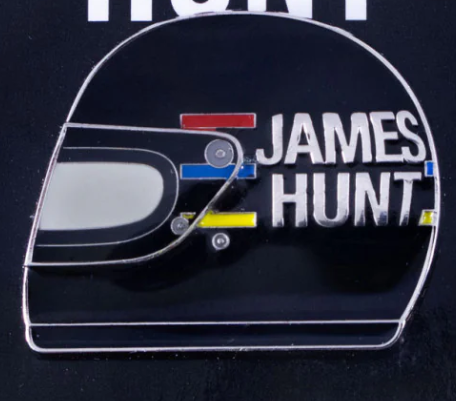 James Hunt pin, 1976 helmet, black, 2019