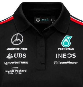Mercedes Team women's polo shirt, black, 2023