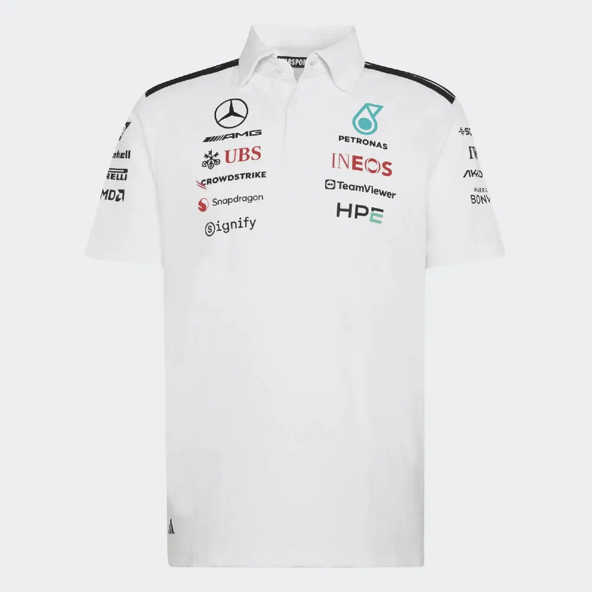 Polo Mercedes, équipe, ingénieurs, adidas, blanc, 2026