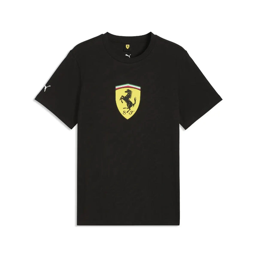 T-shirt Ferrari, écusson coloré, noir
