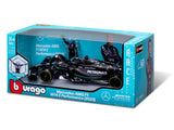 voiture miniature Mercedes, bburago, George Russell, #63, 1:24, W14 E, avec pilote